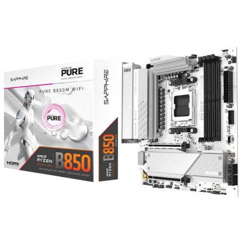 Материнская плата Sapphire PURE B850M WIFI (sAM5, AMD B850) купить в Украине: Киев, Днепр, Харьков, Одесса  | Проверка совместимости, низкая цена, отзывы, характеристики от TELEMART фото