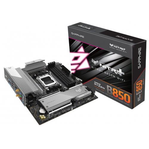 Материнская плата Sapphire NITRO+ B850M WIFI (sAM5, AMD B850) купить в Украине: Киев, Днепр, Харьков, Одесса  | Проверка совместимости, низкая цена, отзывы, характеристики от TELEMART фото