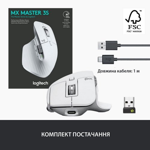Уценка мышка Logitech MX Master 3S Performance Wireless (910-006560) Pale Grey (Вскрытая упаковка, 852657) купить в Украине: Киев, Днепр, Харьков, Одесса  | Низкая цена, отзывы, характеристики от TELEMART фото