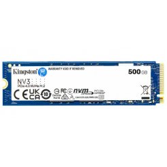 Ssd-диск Kingston NV3 3D NAND 500GB M.2 (2280 PCI-E) NVMe x4 (SNV3S/500G) (Восстановлено продавцом, 852707)