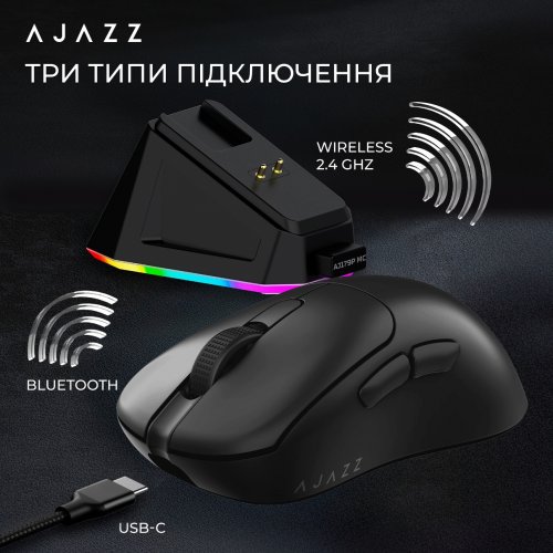 Мышка Ajazz AJ179P MC Wireless (AJ179P-MC-B) Black купить в Украине: Киев, Днепр, Харьков, Одесса  | Низкая цена, отзывы, характеристики от TELEMART фото
