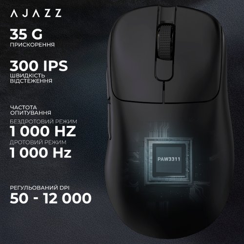 Мышка Ajazz AJ179P MC Wireless (AJ179P-MC-B) Black купить в Украине: Киев, Днепр, Харьков, Одесса  | Низкая цена, отзывы, характеристики от TELEMART фото