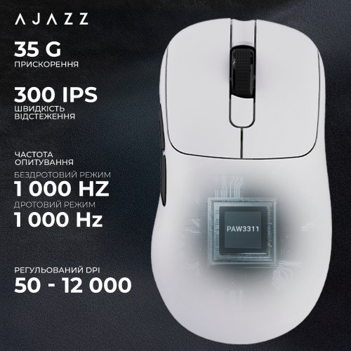 Мышка Ajazz AJ179P MC Wireless (AJ179P-MC-W) White купить в Украине: Киев, Днепр, Харьков, Одесса  | Низкая цена, отзывы, характеристики от TELEMART фото