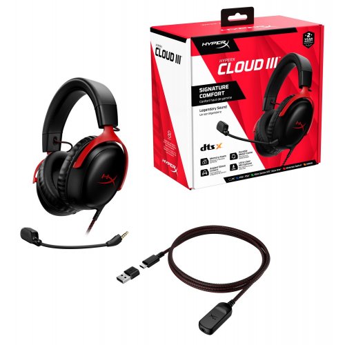Уцінка навушники HyperX Cloud III (727A9AA) Black/Red (Розкрита упаковка, 852826) купити в Україні: Київ, Львів, Хмельницький, Тернопіль, Івано-Франківськ | Низька ціна, відгуки, характеристики від TELEMART фото
