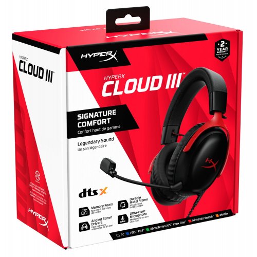Уцінка навушники HyperX Cloud III (727A9AA) Black/Red (Розкрита упаковка, 852826) купити в Україні: Київ, Львів, Хмельницький, Тернопіль, Івано-Франківськ | Низька ціна, відгуки, характеристики від TELEMART фото