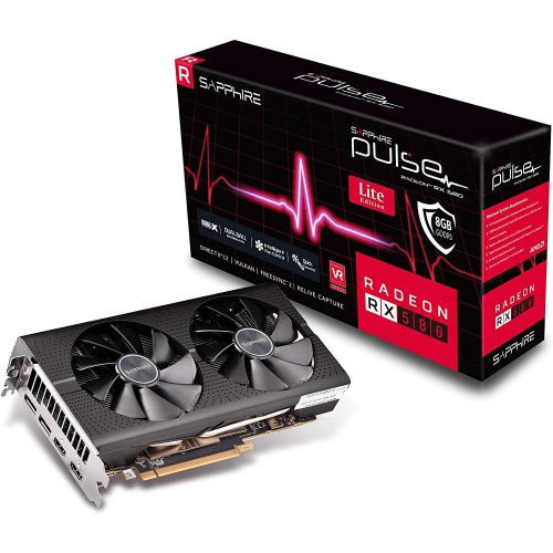 Відеокарта Sapphire Radeon RX 580 PULSE Lite OC 8192MB (11265-67-20G) (Відновлено продавцем, 852836) купити в Україні: Київ, Львів, Хмельницький, Тернопіль, Івано-Франківськ | Перевірка сумісності, низька ціна, відгуки, характеристики від TELEMART фото