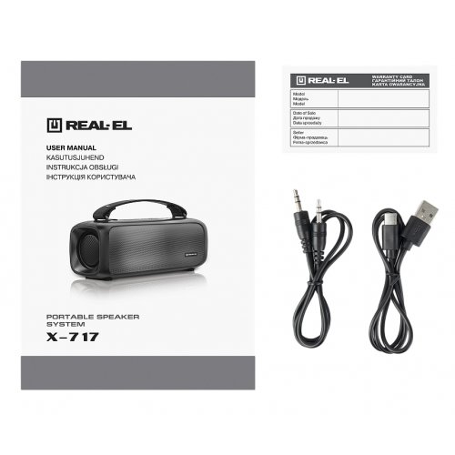 Портативная акустика REAL-EL X-717 (EL121600021) Black купить в Украине: Киев, Днепр, Харьков, Одесса  | Низкая цена, отзывы, характеристики от TELEMART фото