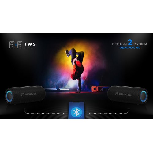 Портативная акустика REAL-EL X-715 (EL121600027) Black купить в Украине: Киев, Днепр, Харьков, Одесса  | Низкая цена, отзывы, характеристики от TELEMART фото