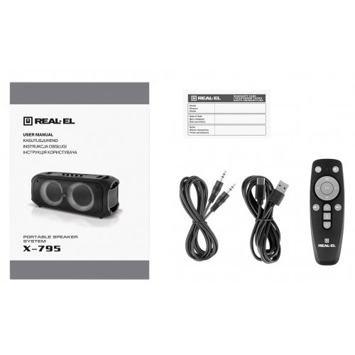 Портативная акустика REAL-EL X-795 (EL121600022) Black купить в Украине: Киев, Днепр, Харьков, Одесса  | Низкая цена, отзывы, характеристики от TELEMART фото