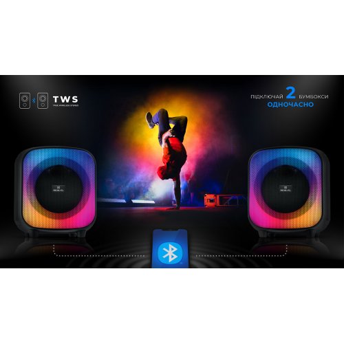 Портативная акустика REAL-EL X-760 (EL121600029) Black купить в Украине: Киев, Днепр, Харьков, Одесса  | Низкая цена, отзывы, характеристики от TELEMART фото