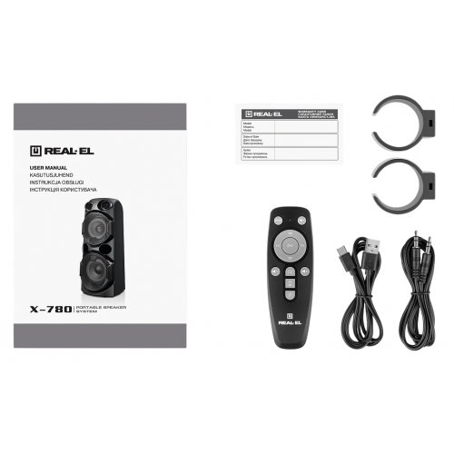 Портативная акустика REAL-EL X-780 (EL121600030) Black купить в Украине: Киев, Днепр, Харьков, Одесса  | Низкая цена, отзывы, характеристики от TELEMART фото