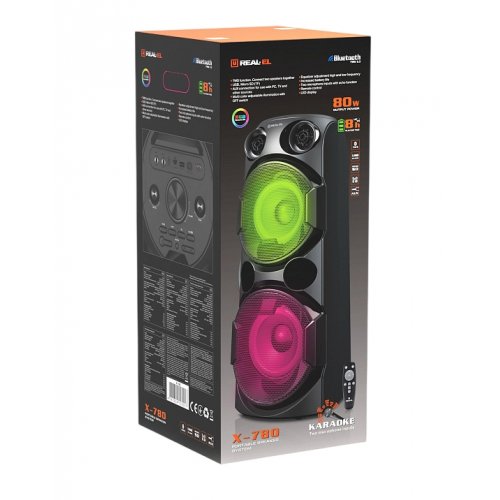 Портативная акустика REAL-EL X-780 (EL121600030) Black купить в Украине: Киев, Днепр, Харьков, Одесса  | Низкая цена, отзывы, характеристики от TELEMART фото