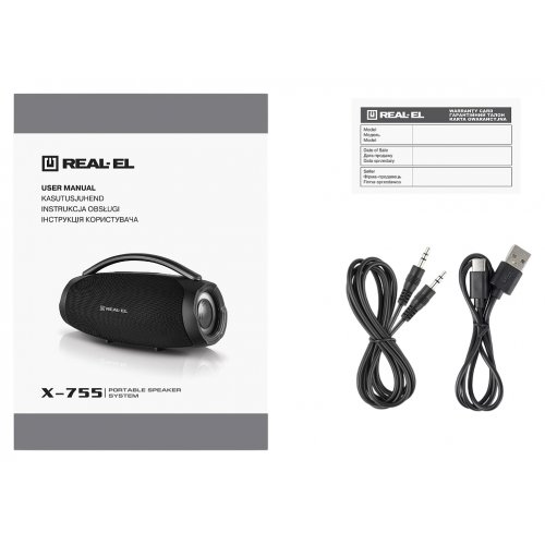 Портативная акустика REAL-EL X-755 (EL121600031) Black купить в Украине: Киев, Днепр, Харьков, Одесса  | Низкая цена, отзывы, характеристики от TELEMART фото