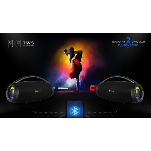 Портативная акустика REAL-EL X-755 (EL121600031) Black купить в Украине: Киев, Днепр, Харьков, Одесса  | Низкая цена, отзывы, характеристики от TELEMART фото