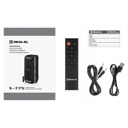 Портативная акустика REAL-EL X-775 (EL121600032) Black купить в Украине: Киев, Днепр, Харьков, Одесса  | Низкая цена, отзывы, характеристики от TELEMART фото
