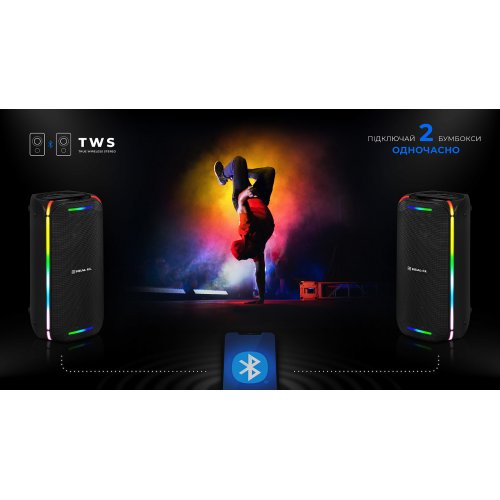 Портативная акустика REAL-EL X-775 (EL121600032) Black купить в Украине: Киев, Днепр, Харьков, Одесса  | Низкая цена, отзывы, характеристики от TELEMART фото