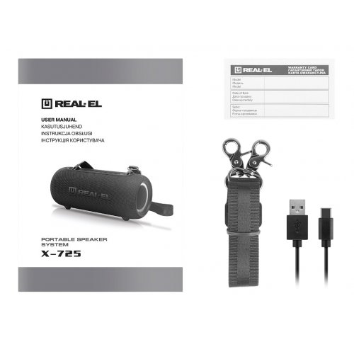 Портативная акустика REAL-EL X-725 (EL121600028) Black купить в Украине: Киев, Днепр, Харьков, Одесса  | Низкая цена, отзывы, характеристики от TELEMART фото