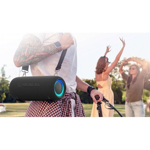 Портативная акустика REAL-EL X-725 (EL121600028) Black купить в Украине: Киев, Днепр, Харьков, Одесса  | Низкая цена, отзывы, характеристики от TELEMART фото