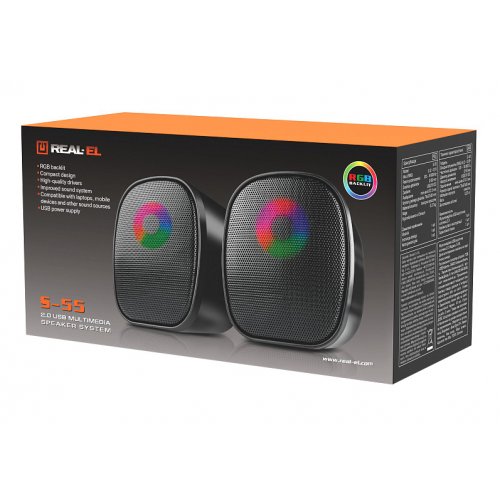 Акустическая система REAL-EL S-55 (EL121100014) Black купить в Украине: Киев, Днепр, Харьков, Одесса  | Низкая цена, отзывы, характеристики от TELEMART фото