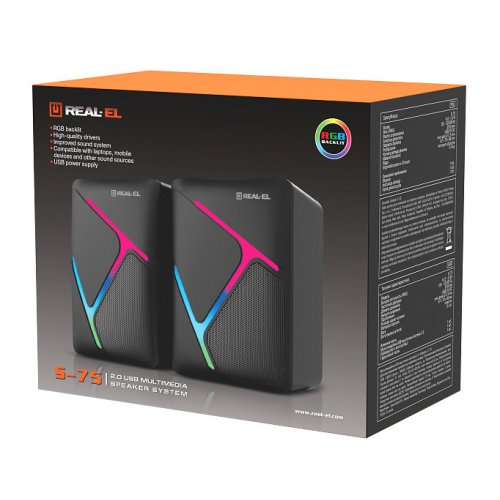 Акустическая система REAL-EL S-75 (EL121100015) Black купить в Украине: Киев, Днепр, Харьков, Одесса  | Низкая цена, отзывы, характеристики от TELEMART фото