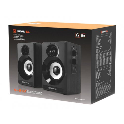 Акустическая система REAL-EL S-217 (EL121200013) Black купить в Украине: Киев, Днепр, Харьков, Одесса  | Низкая цена, отзывы, характеристики от TELEMART фото