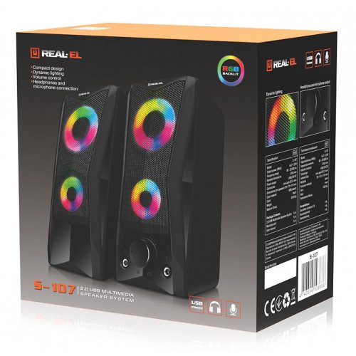 Акустическая система REAL-EL S-107 (EL121100017) Black купить в Украине: Киев, Днепр, Харьков, Одесса  | Низкая цена, отзывы, характеристики от TELEMART фото