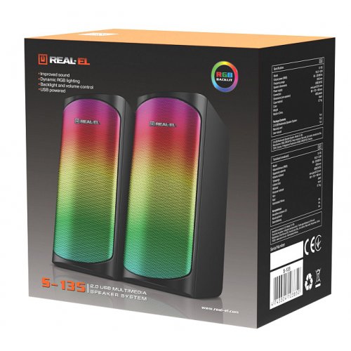 Акустическая система REAL-EL S-135 (EL121100019) Black купить в Украине: Киев, Днепр, Харьков, Одесса  | Низкая цена, отзывы, характеристики от TELEMART фото
