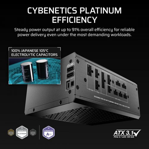 Блок живлення Corsair HX1200i Shift ATX 3.1 1200W (CP-9020267-EU) купити в Україні: Київ, Львів, Хмельницький, Тернопіль, Івано-Франківськ | Перевірка сумісності, низька ціна, відгуки, характеристики від TELEMART фото