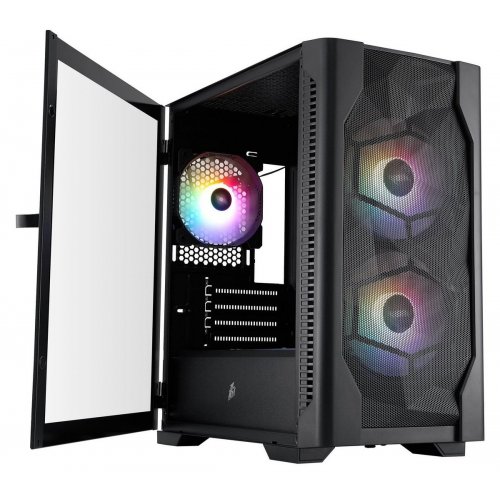 Корпус 1stPlayer D4-M-BK-2F1P-1F1 без БЖ Black купити в Україні: Київ, Львів, Хмельницький, Тернопіль, Івано-Франківськ | Перевірка сумісності, низька ціна, відгуки, характеристики від TELEMART фото