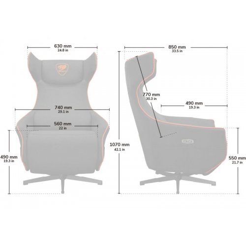 Кресло-реклайнер Cougar Magus Gray купить в Украине: Киев, Днепр, Харьков, Одесса  | Низкая цена, отзывы, характеристики от TELEMART фото