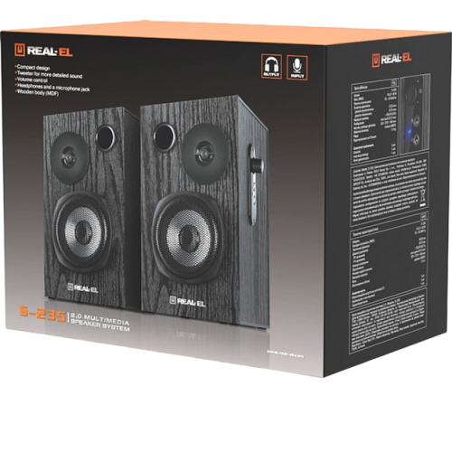 Уценка акустическая система REAL-EL S-235 (EL121200010) Black (Вскрытая упаковка, 853140) купить в Украине: Киев, Днепр, Харьков, Одесса  | Низкая цена, отзывы, характеристики от TELEMART фото