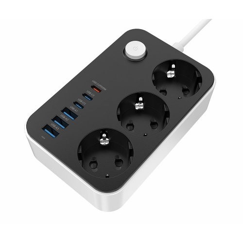 Сетевой фильтр ColorWay 2 м 3 розетки + 3 x USB + 3 x USB Type-C (CW-CHE36PDB) Black купить в Украине: Киев, Днепр, Харьков, Одесса  | Низкая цена, отзывы, характеристики от TELEMART фото