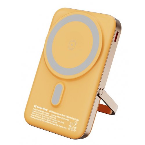 Powerbank ColorWay 10000mAh 22.5W MagSafe & Watch Wireless (CW-PB100LPA2Y-WPDD) Amber купити в Україні: Київ, Львів, Хмельницький, Тернопіль, Івано-Франківськ | Низька ціна, відгуки, характеристики від TELEMART фото