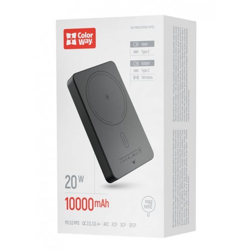 Powerbank ColorWay 10000mAh 20W MagSafe (CW-PB100LPA1BK-WPDD) Black купити в Україні: Київ, Львів, Хмельницький, Тернопіль, Івано-Франківськ | Низька ціна, відгуки, характеристики від TELEMART фото
