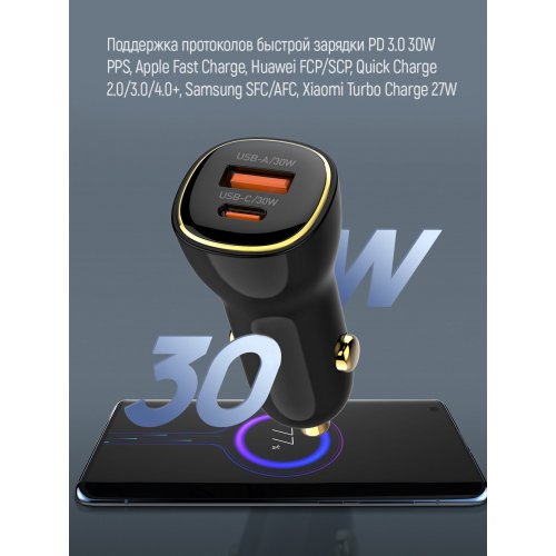 Photo ColorWay USB + USB Type-C 60W (CW-CHA046PD-BK) Black