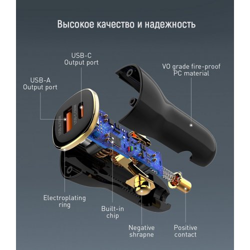 Photo ColorWay USB + USB Type-C 60W (CW-CHA046PD-BK) Black