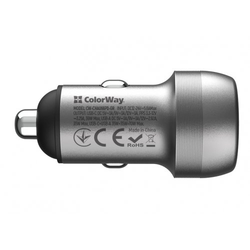 Photo ColorWay USB + USB Type-C 70W (CW-CHA066PD-GR) Grey
