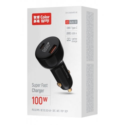 Photo ColorWay USB + USB Type-C 100W (CW-CHA044PD-BK) Black