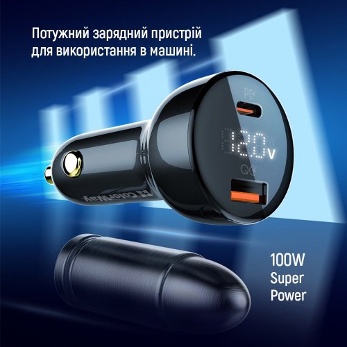 Photo ColorWay USB + USB Type-C 100W (CW-CHA044PD-BK) Black