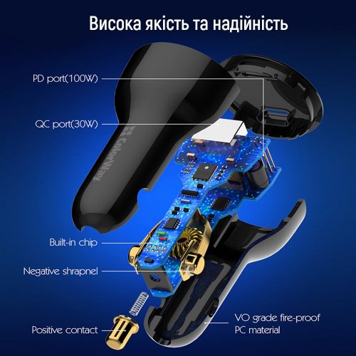Photo ColorWay USB + USB Type-C 100W (CW-CHA044PD-BK) Black