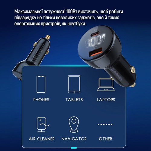 Photo ColorWay USB + USB Type-C 100W (CW-CHA044PD-BK) Black