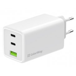 Мережевий зарядний пристрій ColorWay GaN Mini USB + 2 x USB Type-C 100W (CW-CHS061PD-WT) White
