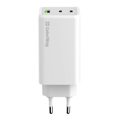 Photo ColorWay GaN Mini USB + 2 x USB Type-C 100W (CW-CHS061PD-WT) White