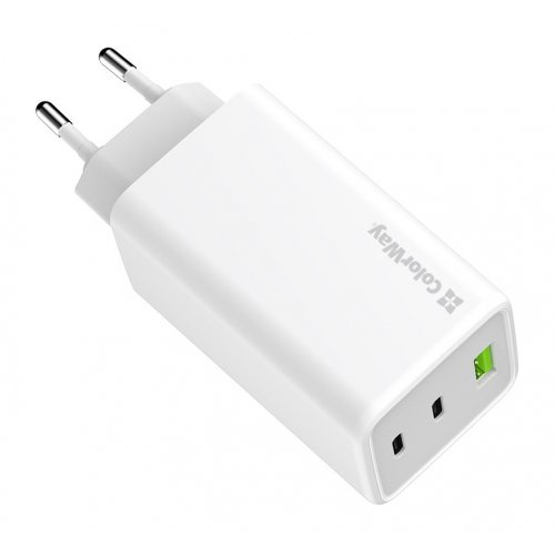 Photo ColorWay GaN Mini USB + 2 x USB Type-C 100W (CW-CHS061PD-WT) White