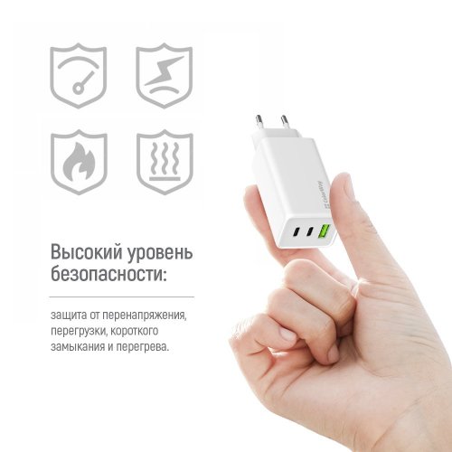 Photo ColorWay GaN Mini USB + 2 x USB Type-C 100W (CW-CHS061PD-WT) White