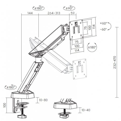 Уценка настольное крепление для монитора GamePro 17-45" MAG200 White (Вскрытая упаковка, 853232) купить в Украине: Киев, Днепр, Харьков, Одесса  | Низкая цена, отзывы, характеристики от TELEMART фото