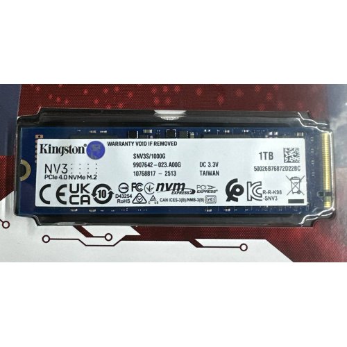 Уценка ssd-диск Kingston NV3 3D NAND 1TB M.2 (2280 PCI-E) NVMe x4 (SNV3S/1000G) (Следы установки, 853270) купить в Украине: Киев, Днепр, Харьков, Одесса  | Проверка совместимости, низкая цена, отзывы, характеристики от TELEMART фото