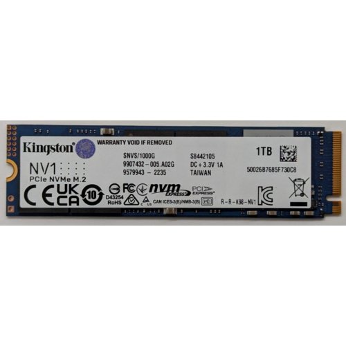 Ssd-диск Kingston NV1 1TB M.2 (2280 PCI-E) NVMe x4 (SNVS/1000G) (Відновлено продавцем, 853645) купити в Україні: Київ, Львів, Хмельницький, Тернопіль, Івано-Франківськ | Перевірка сумісності, низька ціна, відгуки, характеристики від TELEMART фото