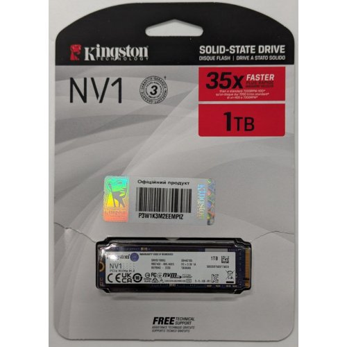 Ssd-диск Kingston NV1 1TB M.2 (2280 PCI-E) NVMe x4 (SNVS/1000G) (Відновлено продавцем, 853645) купити в Україні: Київ, Львів, Хмельницький, Тернопіль, Івано-Франківськ | Перевірка сумісності, низька ціна, відгуки, характеристики від TELEMART фото