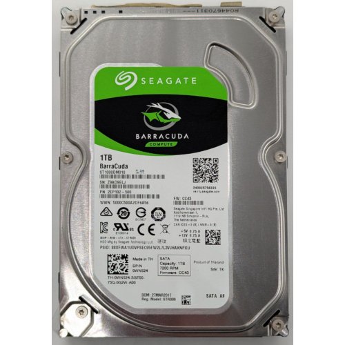 Жесткий диск Seagate BarraCuda 1TB 64MB 7200RPM 3.5'' (ST1000DM010) (Восстановлено продавцом, 853658) купить в Украине: Киев, Днепр, Харьков, Одесса  | Проверка совместимости, низкая цена, отзывы, характеристики от TELEMART фото